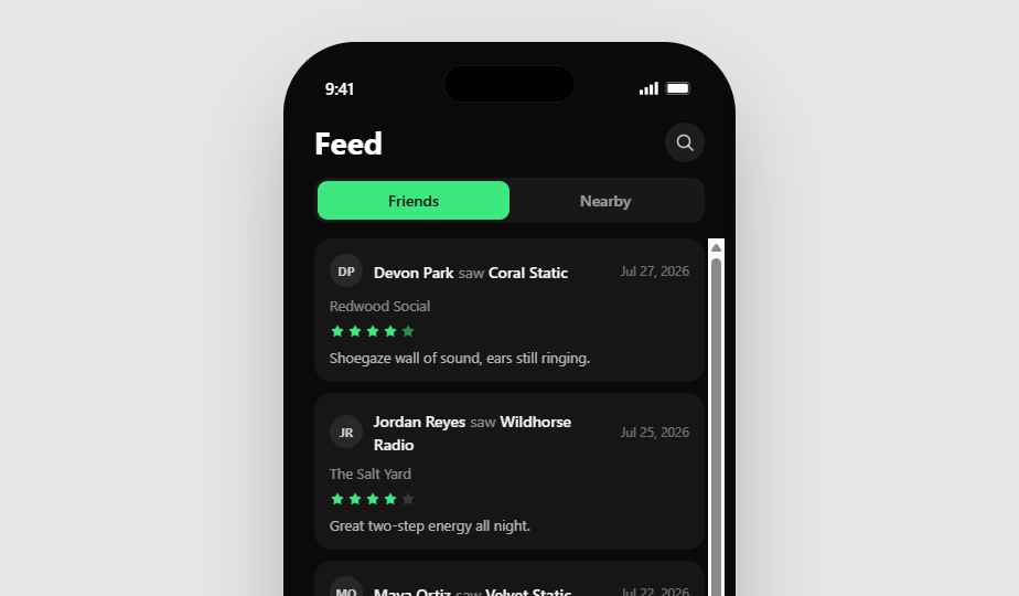 Feed screen